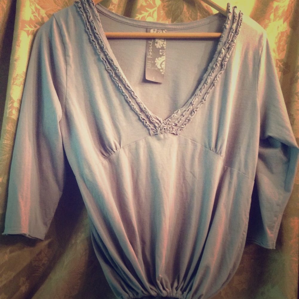 Fossil Pima Cotton Ruffle-top Drawstring Top